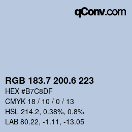 カラーコード: RGB 183.7 200.6 223 | qconv.com