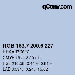 カラーコード: RGB 183.7 200.6 227 | qconv.com