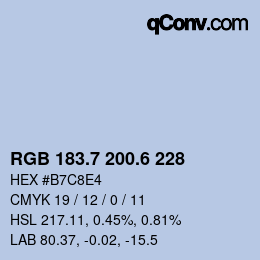 カラーコード: RGB 183.7 200.6 228 | qconv.com