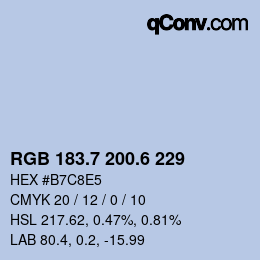 カラーコード: RGB 183.7 200.6 229 | qconv.com