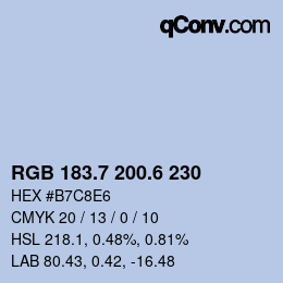 カラーコード: RGB 183.7 200.6 230 | qconv.com