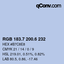 カラーコード: RGB 183.7 200.6 232 | qconv.com