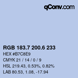 カラーコード: RGB 183.7 200.6 233 | qconv.com