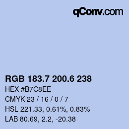 カラーコード: RGB 183.7 200.6 238 | qconv.com