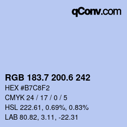 カラーコード: RGB 183.7 200.6 242 | qconv.com