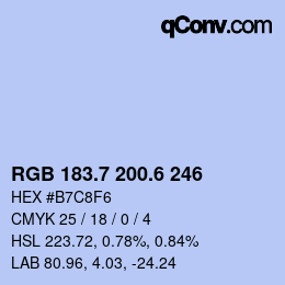 カラーコード: RGB 183.7 200.6 246 | qconv.com