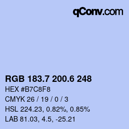 カラーコード: RGB 183.7 200.6 248 | qconv.com