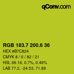 カラーコード: RGB 183.7 200.6 36 | qconv.com