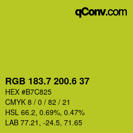 カラーコード: RGB 183.7 200.6 37 | qconv.com