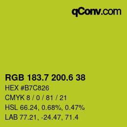 カラーコード: RGB 183.7 200.6 38 | qconv.com