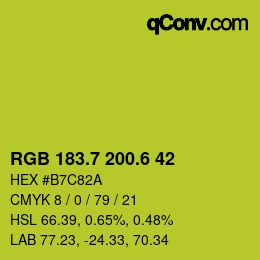 カラーコード: RGB 183.7 200.6 42 | qconv.com