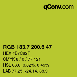 カラーコード: RGB 183.7 200.6 47 | qconv.com