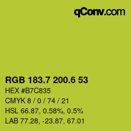 カラーコード: RGB 183.7 200.6 53 | qconv.com