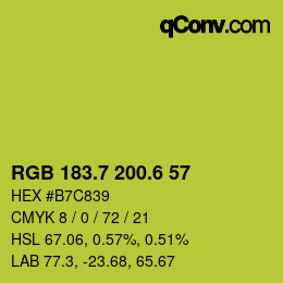 カラーコード: RGB 183.7 200.6 57 | qconv.com