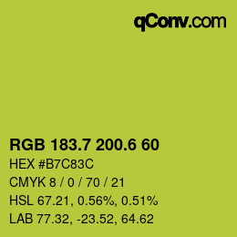 カラーコード: RGB 183.7 200.6 60 | qconv.com