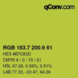 カラーコード: RGB 183.7 200.6 61 | qconv.com