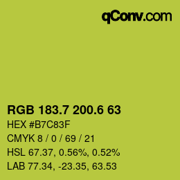 カラーコード: RGB 183.7 200.6 63 | qconv.com