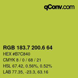 カラーコード: RGB 183.7 200.6 64 | qconv.com