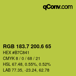 カラーコード: RGB 183.7 200.6 65 | qconv.com