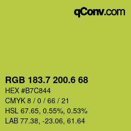 カラーコード: RGB 183.7 200.6 68 | qconv.com