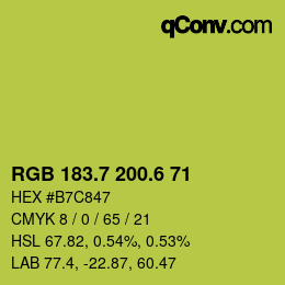 カラーコード: RGB 183.7 200.6 71 | qconv.com