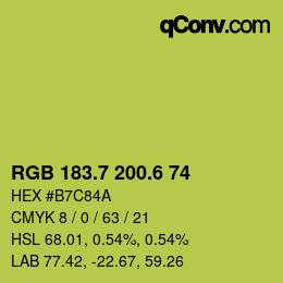 カラーコード: RGB 183.7 200.6 74 | qconv.com