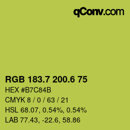 カラーコード: RGB 183.7 200.6 75 | qconv.com