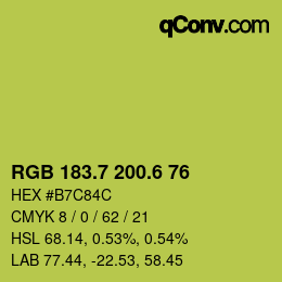 カラーコード: RGB 183.7 200.6 76 | qconv.com