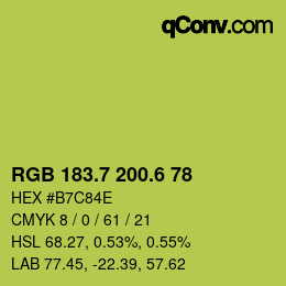 カラーコード: RGB 183.7 200.6 78 | qconv.com