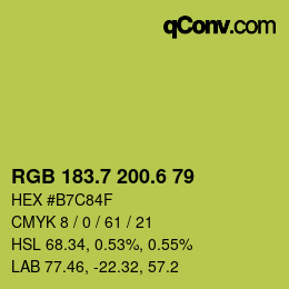 カラーコード: RGB 183.7 200.6 79 | qconv.com