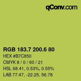 カラーコード: RGB 183.7 200.6 80 | qconv.com