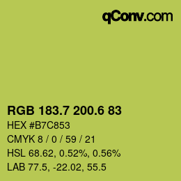カラーコード: RGB 183.7 200.6 83 | qconv.com