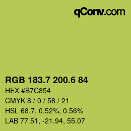 カラーコード: RGB 183.7 200.6 84 | qconv.com