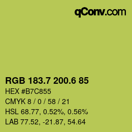カラーコード: RGB 183.7 200.6 85 | qconv.com