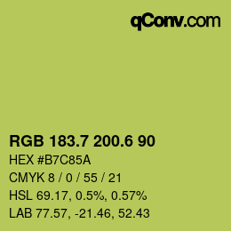 カラーコード: RGB 183.7 200.6 90 | qconv.com