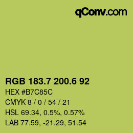 カラーコード: RGB 183.7 200.6 92 | qconv.com