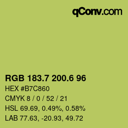 カラーコード: RGB 183.7 200.6 96 | qconv.com