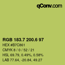 カラーコード: RGB 183.7 200.6 97 | qconv.com