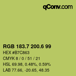 カラーコード: RGB 183.7 200.6 99 | qconv.com