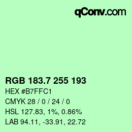 カラーコード: RGB 183.7 255 193 | qconv.com