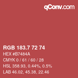 カラーコード: RGB 183.7 72 74 | qconv.com