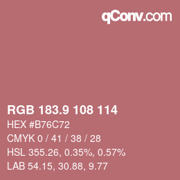 Color code: RGB 183.9 108 114 | qconv.com