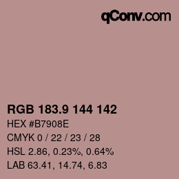 Color code: RGB 183.9 144 142 | qconv.com