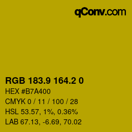 カラーコード: RGB 183.9 164.2 0 | qconv.com