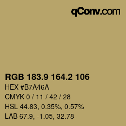 Color code: RGB 183.9 164.2 106 | qconv.com