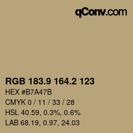 Color code: RGB 183.9 164.2 123 | qconv.com