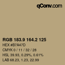 Color code: RGB 183.9 164.2 125 | qconv.com