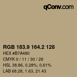 Color code: RGB 183.9 164.2 128 | qconv.com