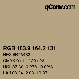 Color code: RGB 183.9 164.2 131 | qconv.com