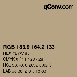 Color code: RGB 183.9 164.2 133 | qconv.com